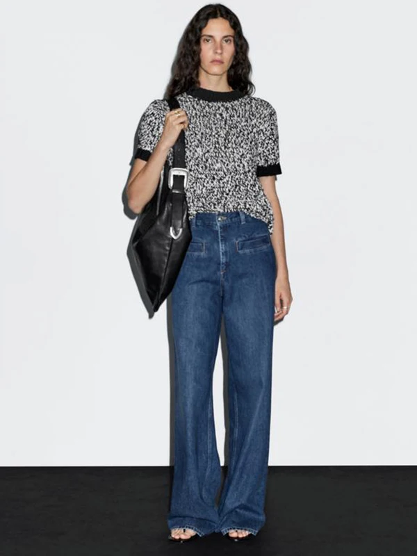 

Women's Knitted ort Sve round Ne Color Blo Top Early Autumn Commute Sle Casual Comfortable Medium Softn Nylon