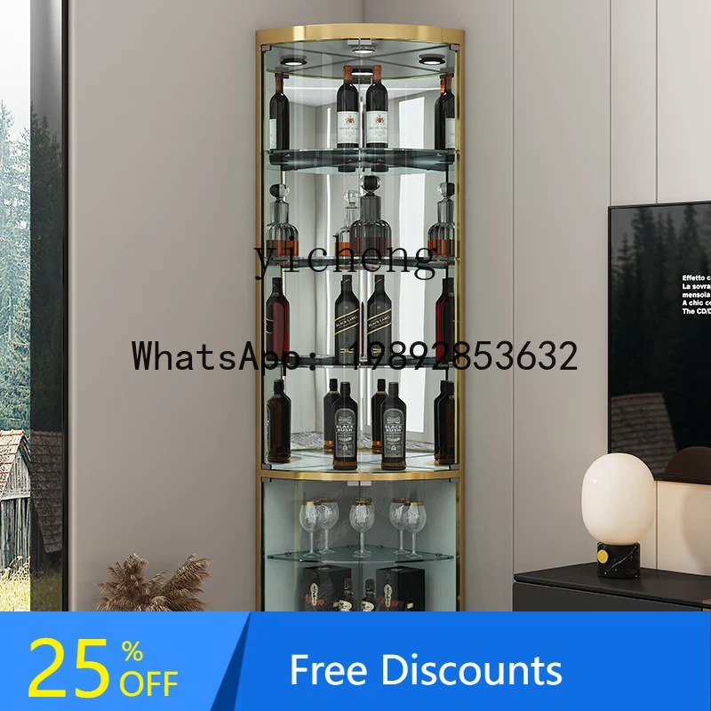 ABC Light Luxury Corner Fan-Shaped  Rack Display Cabinet Sideboard Living Room Floor-Standing