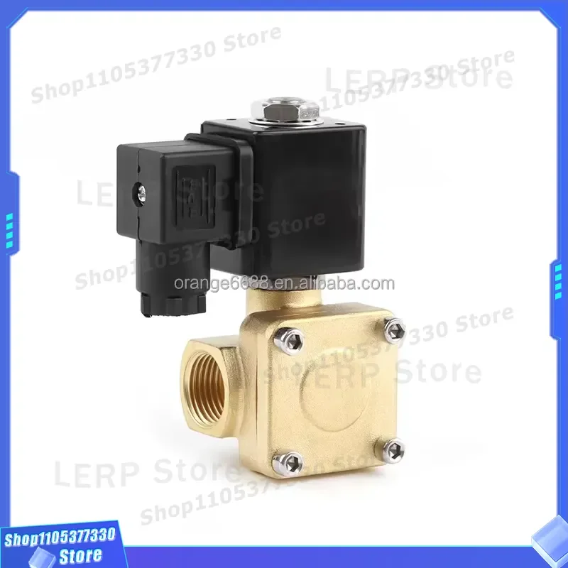 High Pressure Brass Pneumatic Solenoid Valve 2 Way 2 Position Normally Closed Series Control for Air Fluid System Industrial