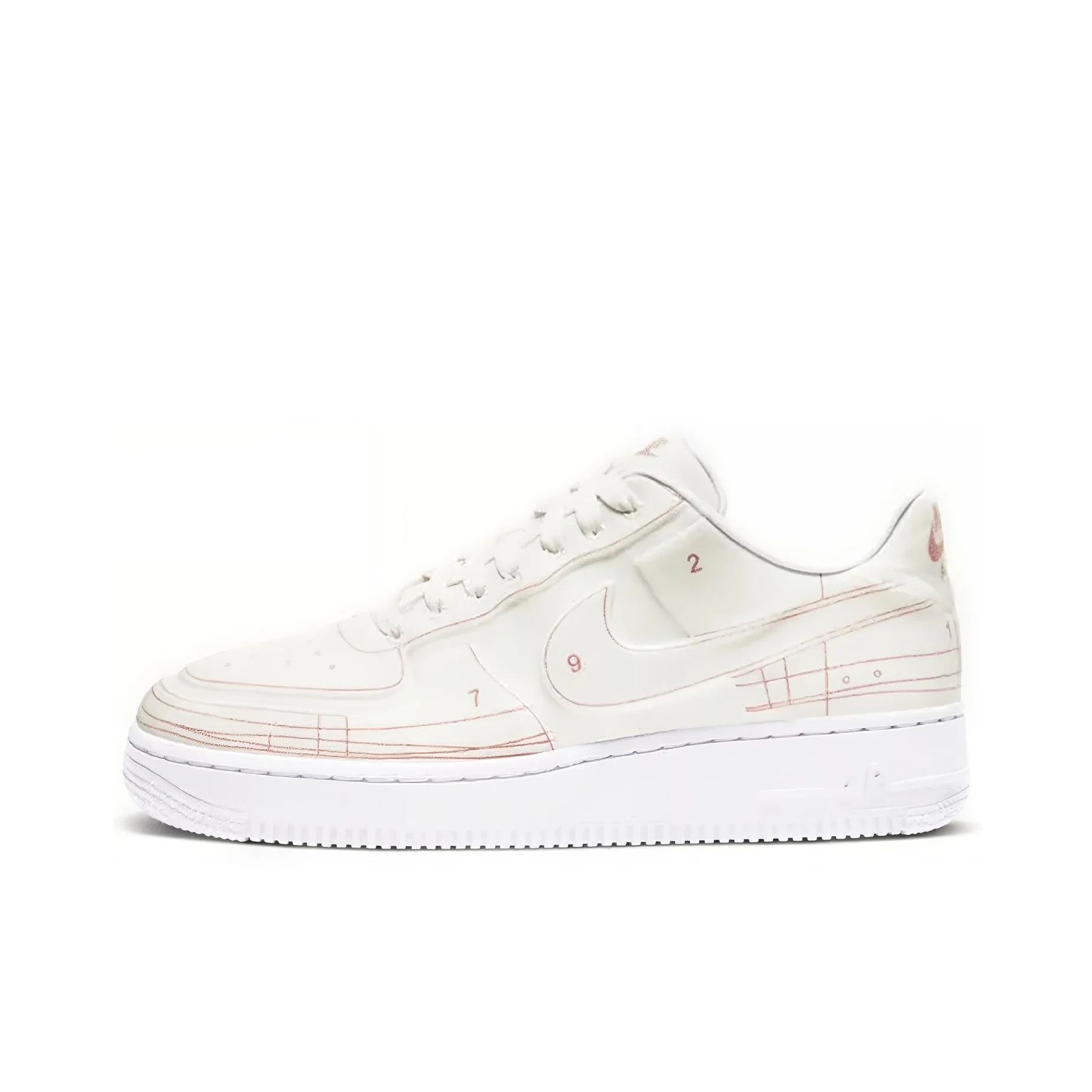 Nike Air Force 1 Skateboard Shoes Women's Low Top White Red CI3445-100