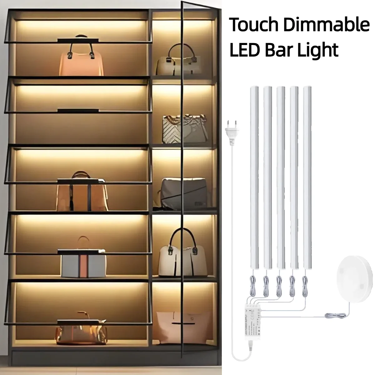 30/40/50CM LED Bar Licht Set Met Dimbare Touch & Hand Sweep Bewegingssensor Schakelaar 220V 110V Voor Onder Kast Kast Garderobe
