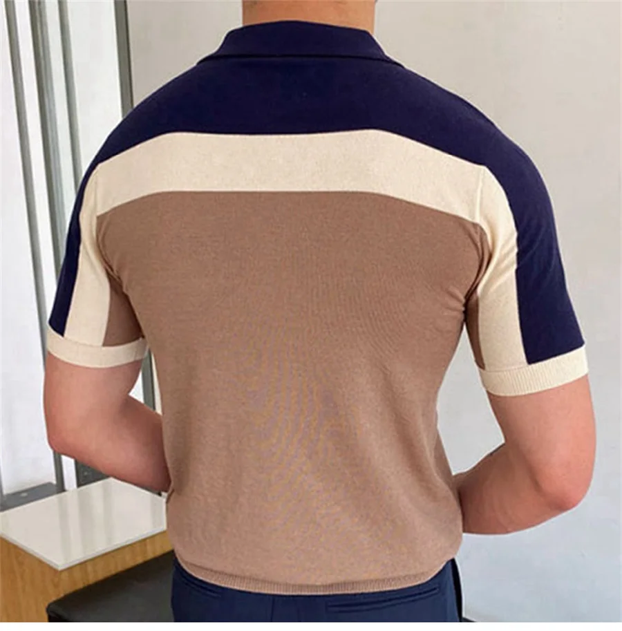 خليط الرجال قصيرة الأكمام محبوك قمصان بولو الصيف الكلاسيكية التلبيب الأعمال تريكو سليم صالح القمم ملابس للرجال ملابس غولف