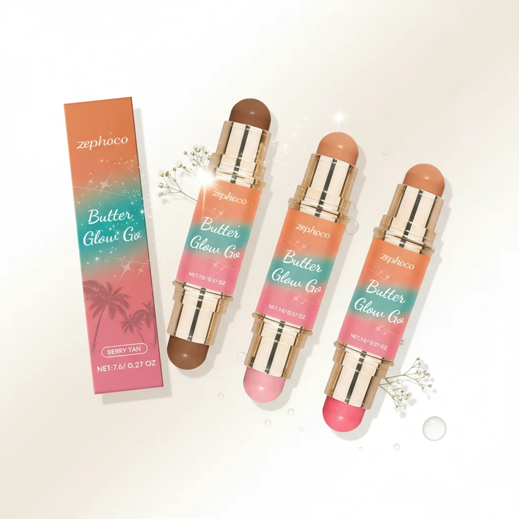 マルチデュアルエンドコンタースティックブロンザーブラッシュ防水長持ちフェイススカルプティングメイクアップすべての肌タイプポータブルトラベルサイズ