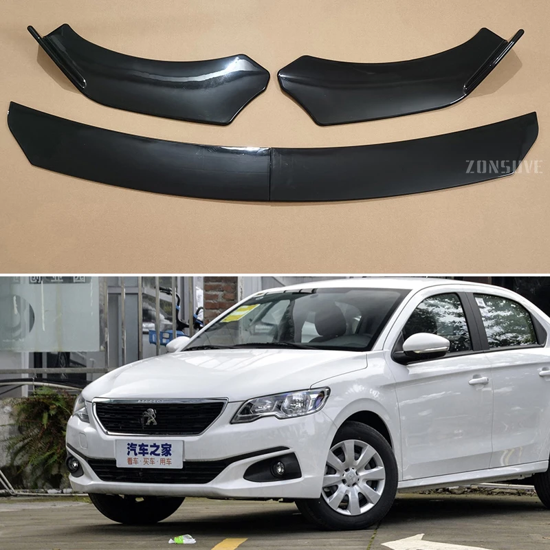 

For Peugeot 301 Sedan 2014--2018 Year Front Bumper Lip Splitter Spoiler Body Kit Accessories Universal 4pcs
