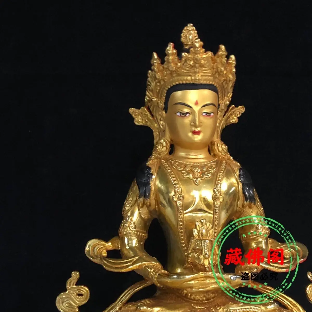 One foot longevity Buddha pure copper Tibetan Seiko 10 inch full gilt new home ornaments Guanyin Bodhisattva Tibetan Buddha stat