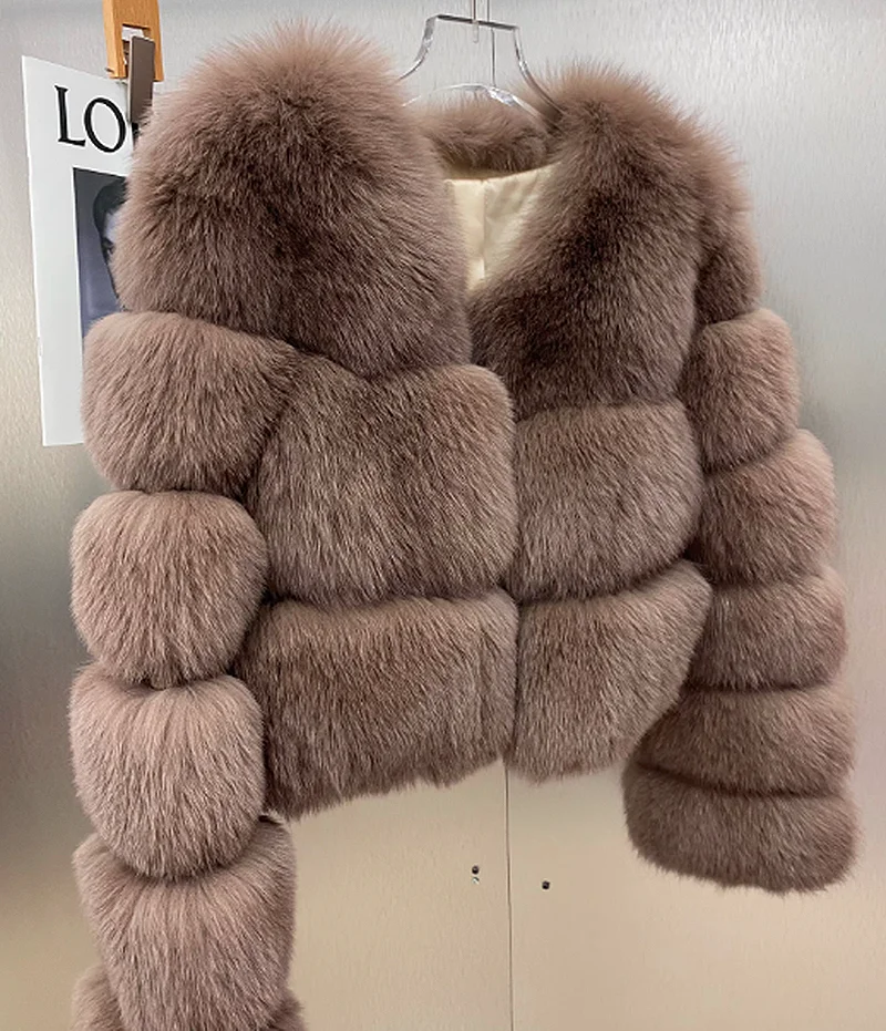 Fox Fur Coat for Women, Short High Waist, Long Sleeve, 100% Natural Fox Fur Jacket, High Quality, Sexy Fashion, Winter