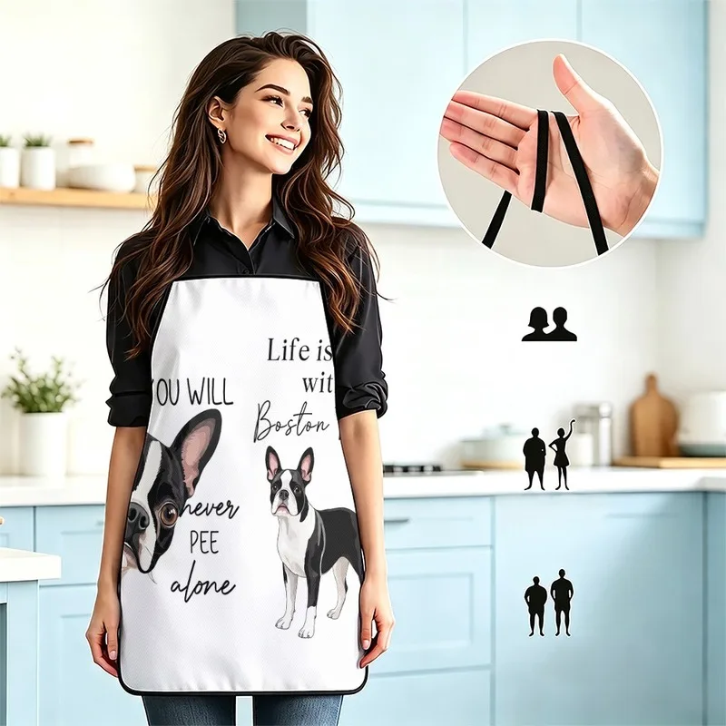 1PC【Apron】2DFlat effect，Terrier-themed fun print，Possesses durability properties，Suitable home kitchen cooking、Outdoo