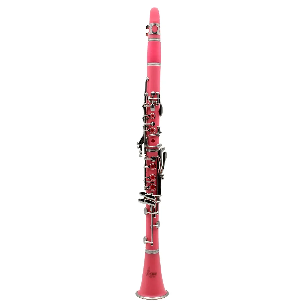 Pink Clarinet 17 Key Falling Tune B Clarinet ABS Silver Plated Silver Key Musical Instruments with Mouthpiece Cleaning Cloth