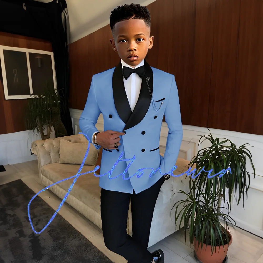 Suit for Boys Double Breasted Blazer Wedding Tuxedo 2 Piece Suit Formal Party Dress Kids Jacket Pants