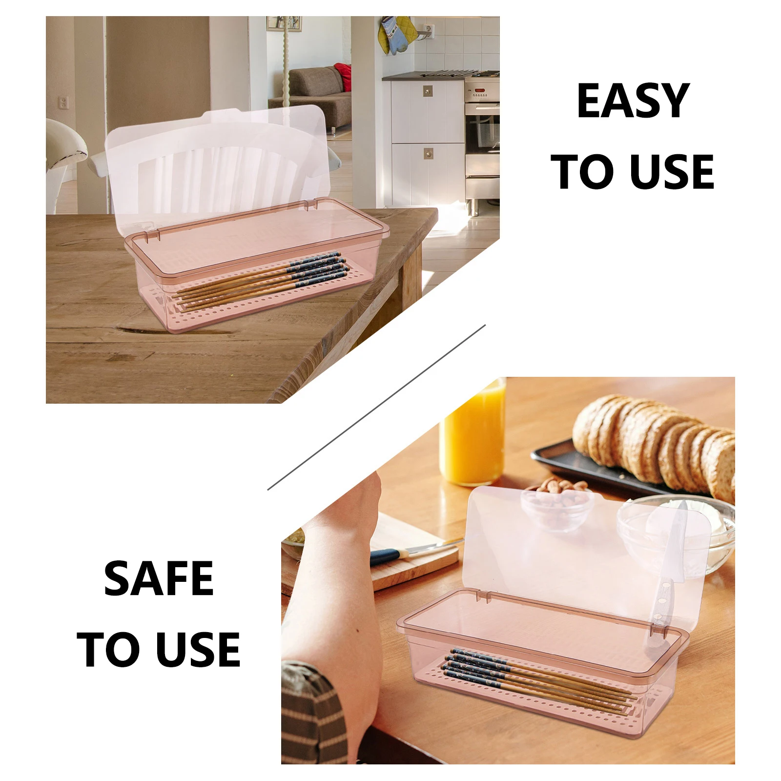 

Chopstick Holder Kitchen Cutlery Container Organizer with Lid Utensil Storage Box Tableware Tray Dry Clean Plastic