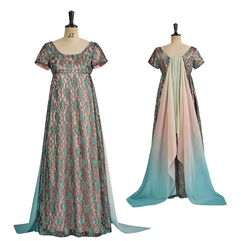 

Kate Cosplay Dress Medieval Women's Floral Regency Dress Gothic Victorian Halloween Carnival Outfit Evening Gown Fancy Dress