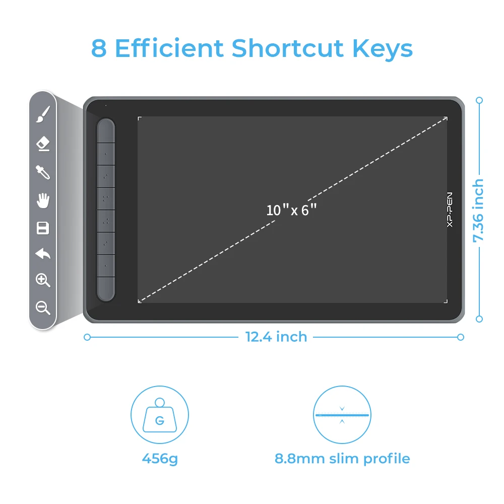 XPPen Deco L Graphics Tablet 10x6 inch Drawing Tablet 8192 Levels with 8 Shortcut Keys X3 Smart Stylus for Android Windows Mac