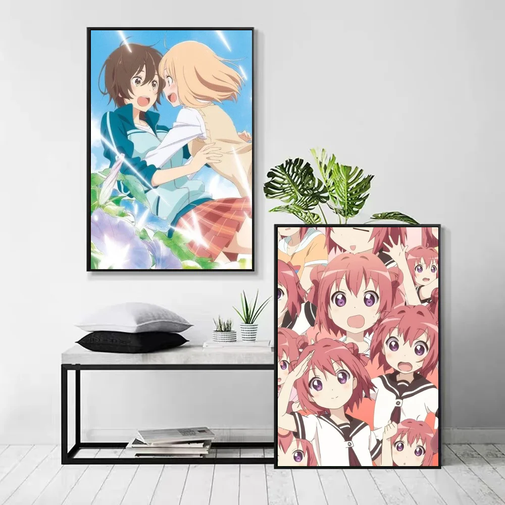 1pc Anime Yuru Yuri Poster Self-adhesive Art Waterproof Paper Sticker Coffee House Bar Room Wall Decor