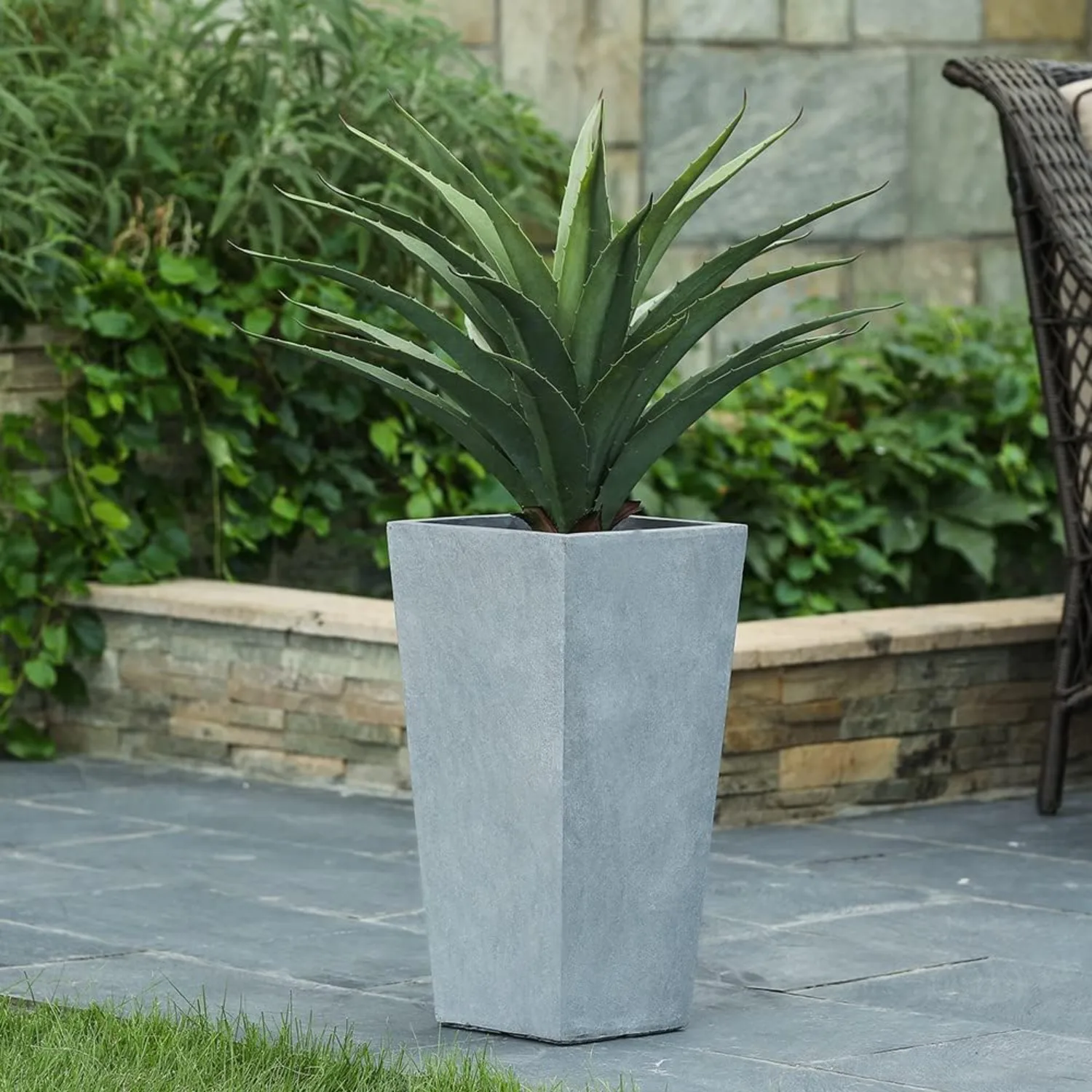 Stone Plant Pots,Large Planters for Indoor Outdoor Plants,24