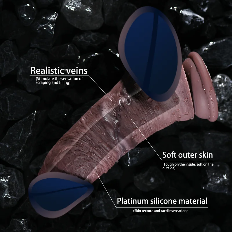 샤오 시옹 카 세 블랙 맨 페이크 페이크 페이크 페이크 딜도 실리콘 블루 베인즈 페이크 페니스 남성 여성 자위 스틱 게이