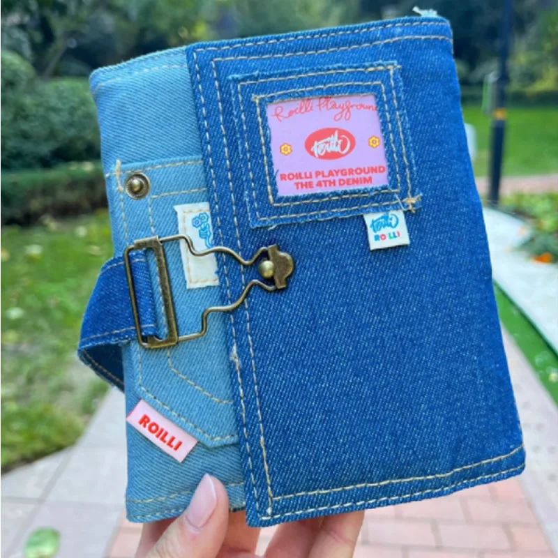 Cute Jean Type Loose Leaf A7 BinderJournal Notebook Diary Cover Ring Planners Organizer Girl Gifts Handmade