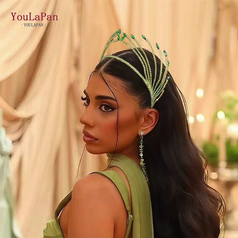 

YouLaPan Bride Shiny Rhinestone Hair Hoop Handmade Drill Chain Wedding Headband Hair Accessories Pageant Crown Headwear HP640