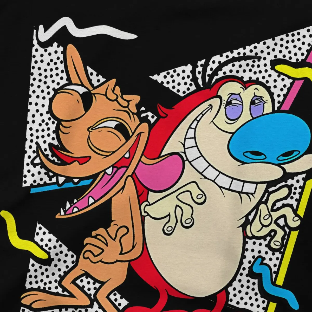 Funny Nickelodeon Ren And Stimpy T-Shirts Men Round Neck Pure Cotton T Shirt T-The Ren & Stimpy Show Cartoon Short Sleeve Tee