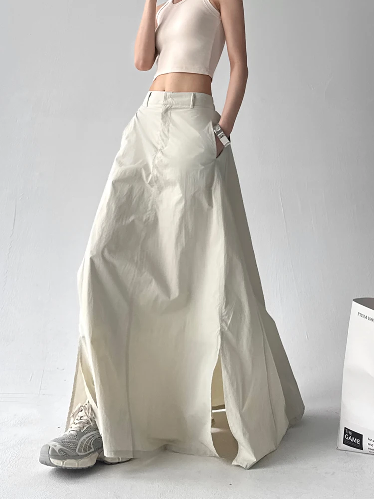 Sommer-Arbeitskleidung, leichter Stoff, asymmetrischer Rock mit hoher Taille, Damen-Sommerrock mit hoher Taille, A-Linie, langer Rock