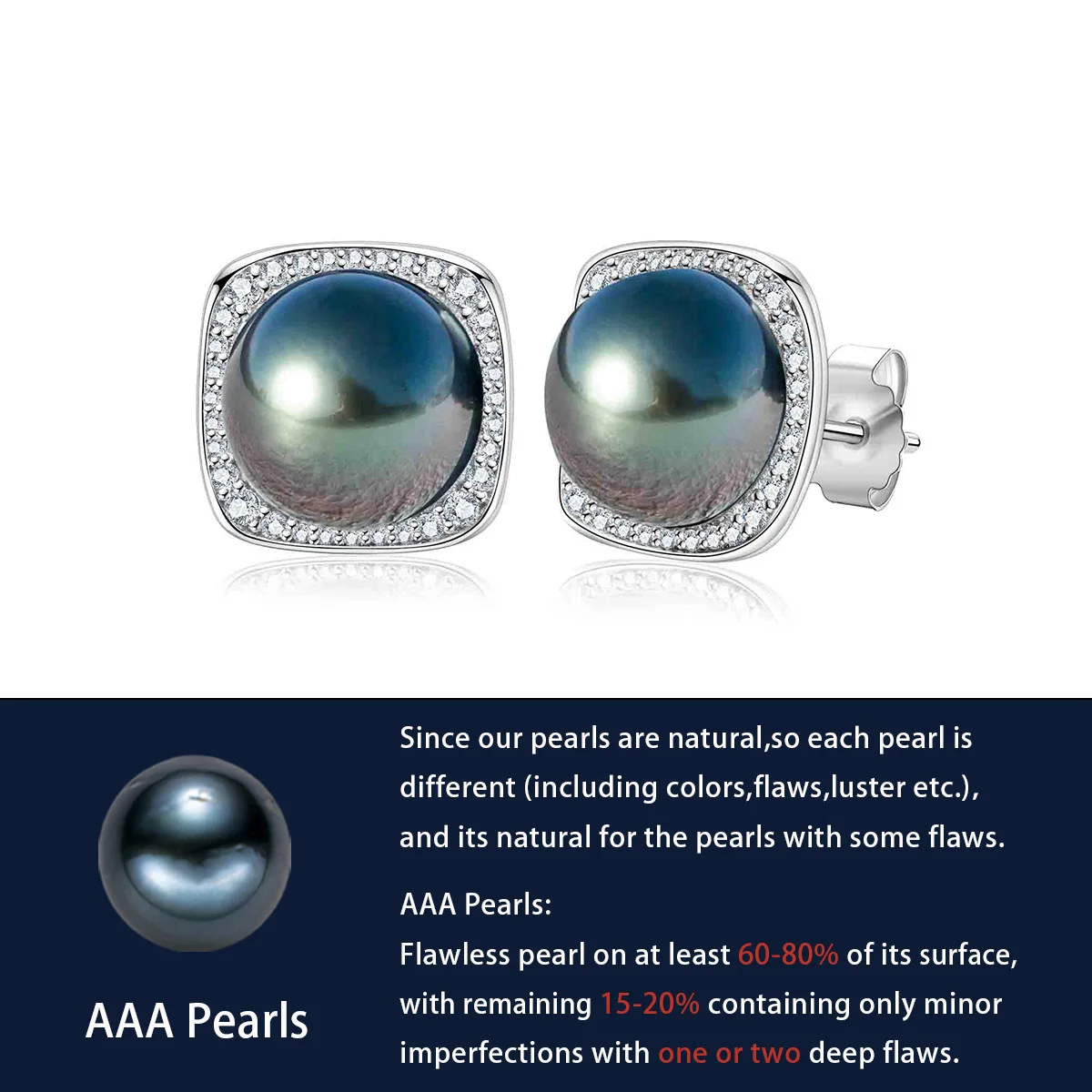 AnuJewel 9-10mm Natürliche Tahiti Perle Ohrstecker Mit Cer S925 Sterling Silber Hochglanz Meerwasser Perle Ohrringe Für Frau