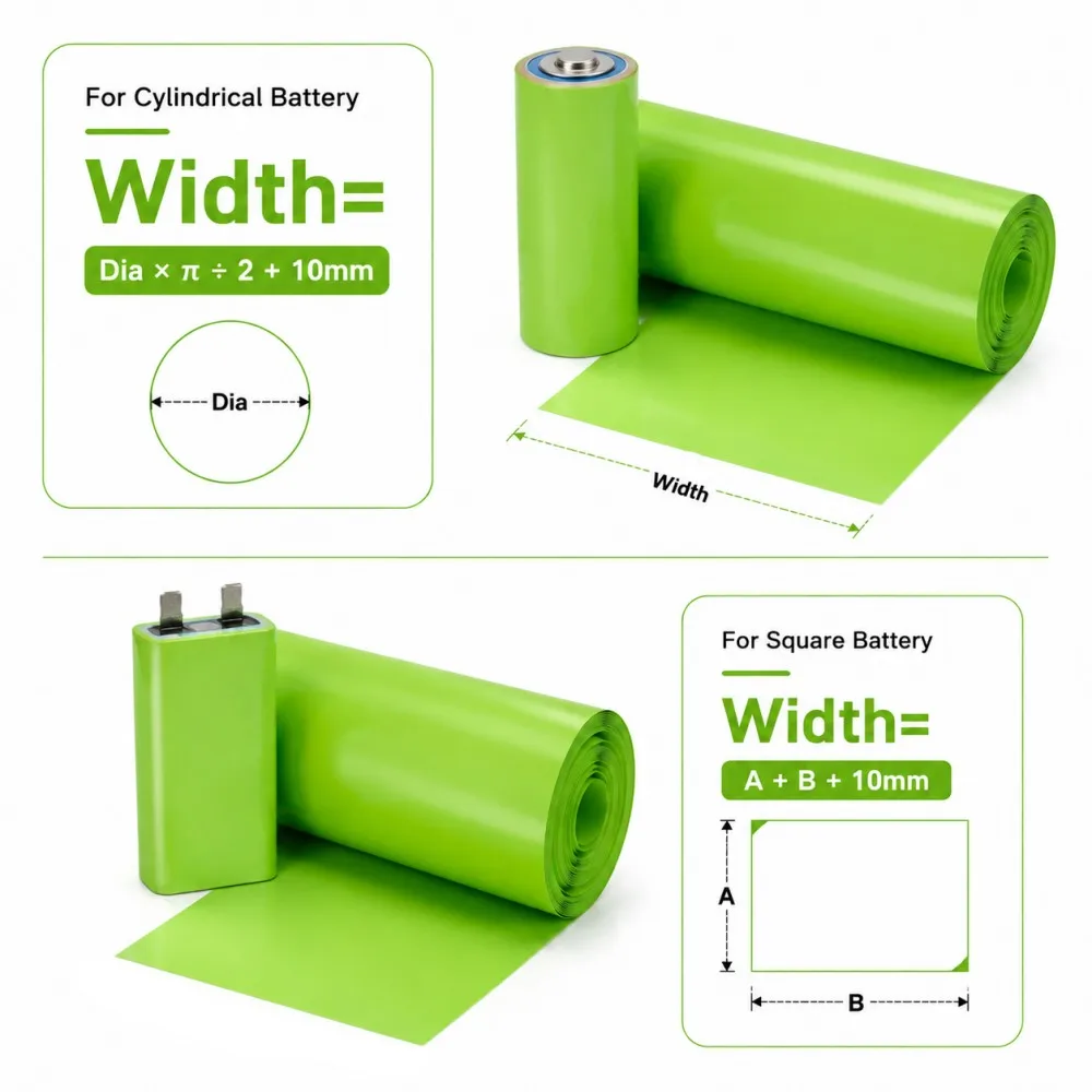 Green  PVC Of 18650 Battery Packs Cable Sleeve Width 30mm -300mm Insulated Protection Film Wrap Lithium Case Cable Sleeve