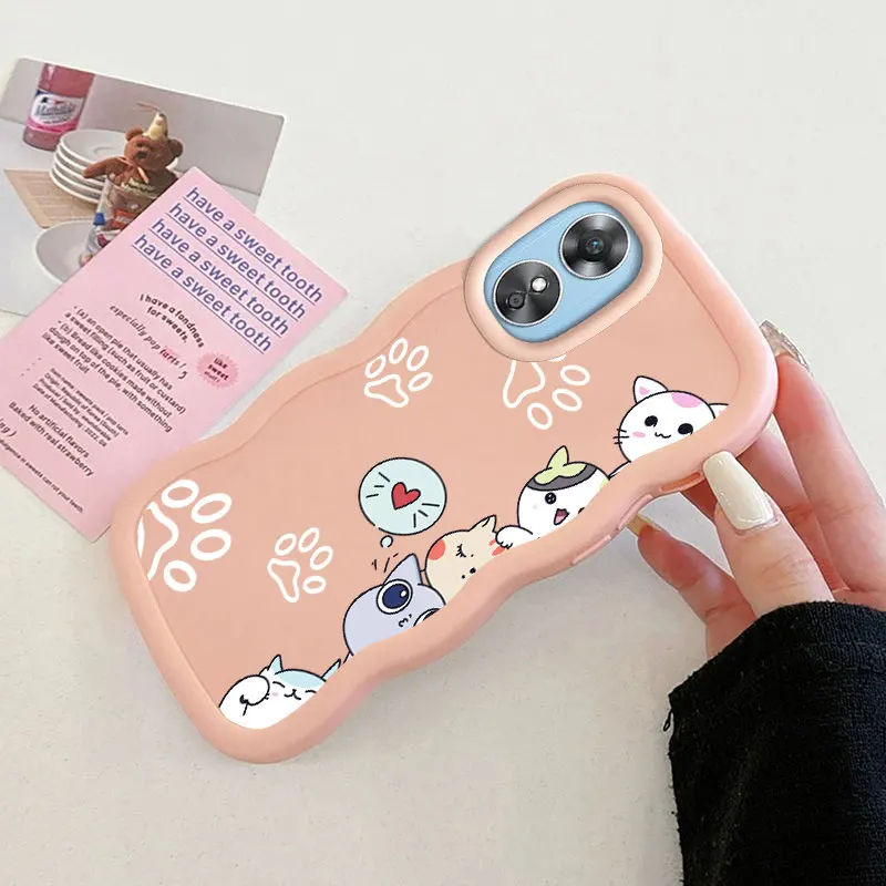 جراب هاتف بتصميم قطة لـ oppo a16k ، a17 ، a38 ، a57 ، a58 ، a60 ، a76 ، a58 ، a78 ، a79 ، a98 ، 4g ، 5g ، غلاف ناعم