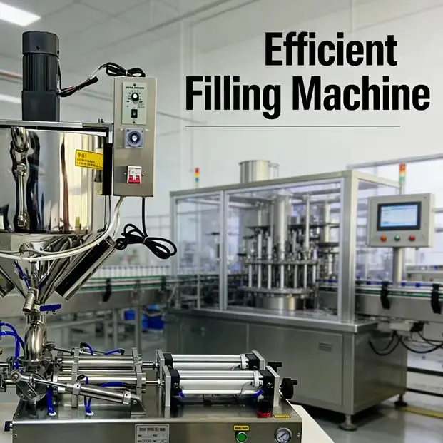 

Pneumatic Liquid Filling Machine for Peanut Butter And Chili Sauce Food Stirring Heating Packaging Machine