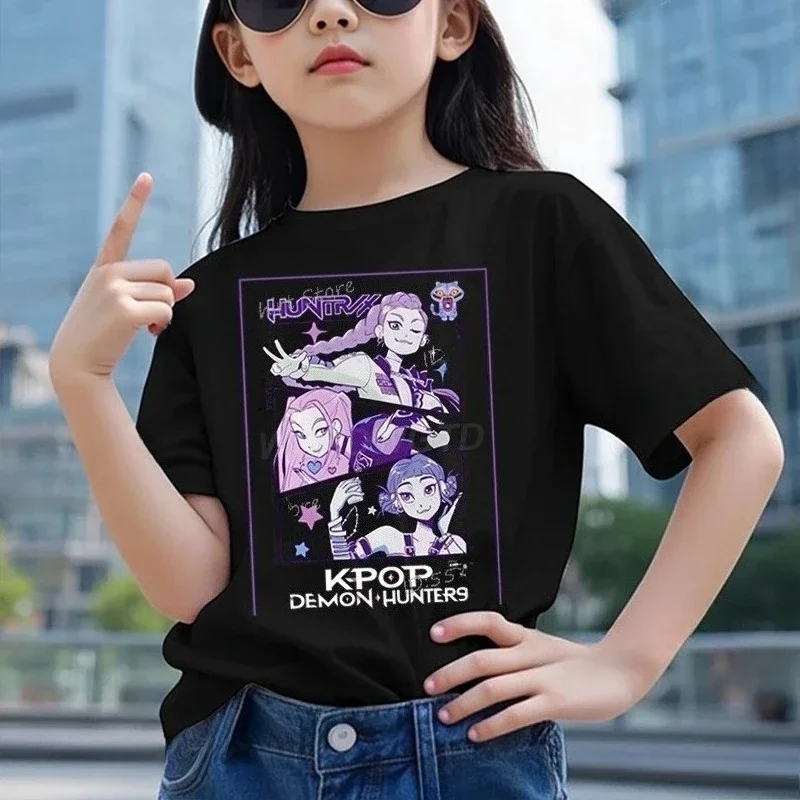 Baby Girl Boy Clothes KPop Demon Hunters Cartoon Print Cool Kids Tee Harajuku Top 2025 Movie Fans Gift Summer Tshirt Tops