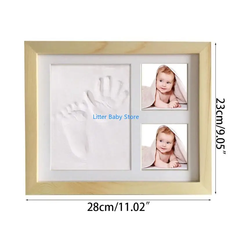 N80C الوليد الرضع بصمة بصمة الخشب إطار الصورة صور الحلي عيد ميلاد الطفل تذكار دش هدية #6