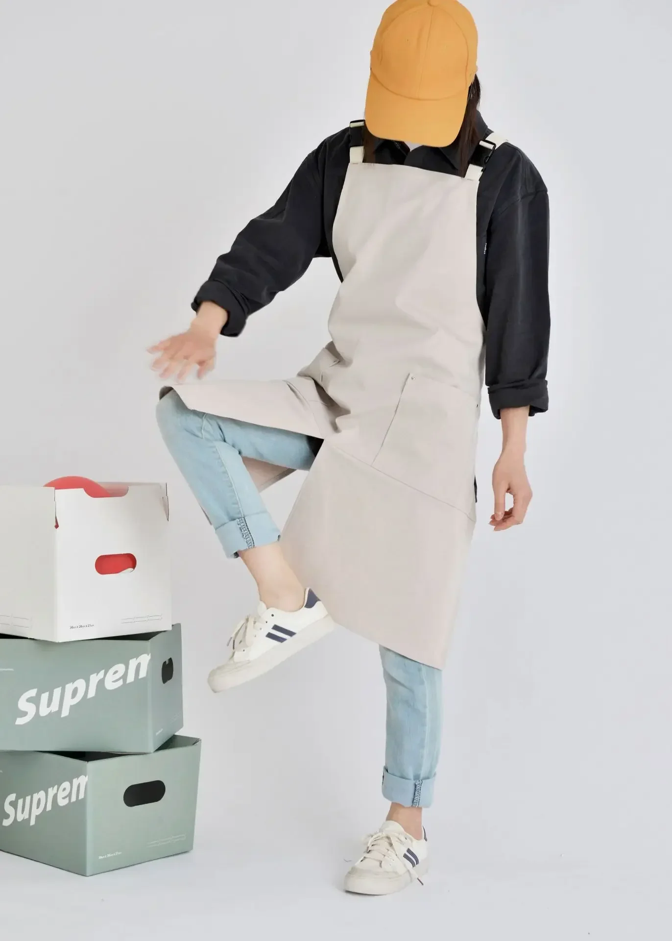 Waterproof Apron Coffee Restaurant Canvas Cover Work Suit Bib Pure Cotton Kitchen Uniform Factory Korean Japanese Pinafore