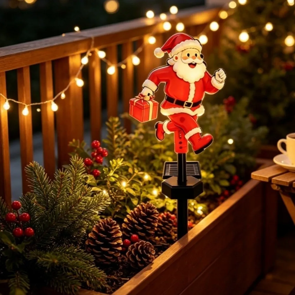 Solar Powered Christmas Solar Light Santa Claus Snowman Lawn Landscape Festive Lights Waterproof Weatherproof