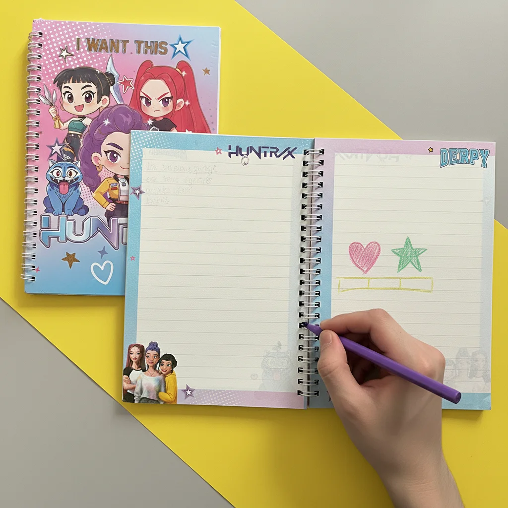 مجموعة دفاتر الملاحظات Kpop Demon Hunter Anime - مجلة مذكرات لطيفة ملفوفة للطلاب اللوازم المكتبية هدية عشوائية 1/2/4 قطعة #4