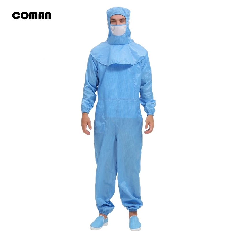 Anti static clothing side opening diagonal zipper hooded jumpsuit, work dust-proof clothing clean room dust-free clothing