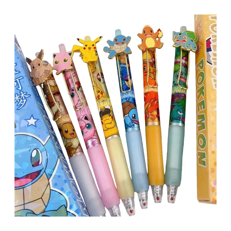 6pcs Pokemon 0.5mm  Ballpoint Pen Cute Cartoon Smooth Writing Pen Portable Lightweight Ball Pen Student School Office Stationery view 5