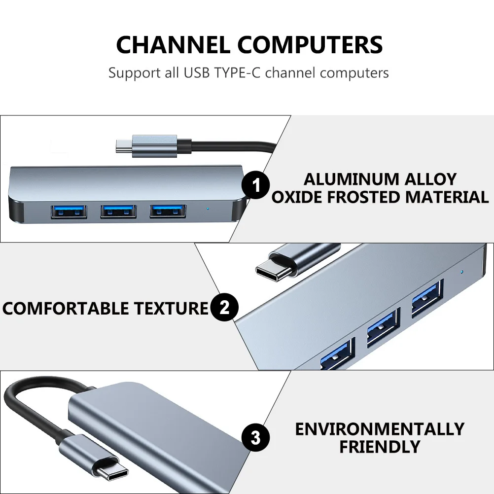 

4 Ports USB Type-C Hub Aluminum Alloy 4-in-1 Multi-Port Docking Station for Laptop Desktop Tablet Phone Data Transfer Hub
