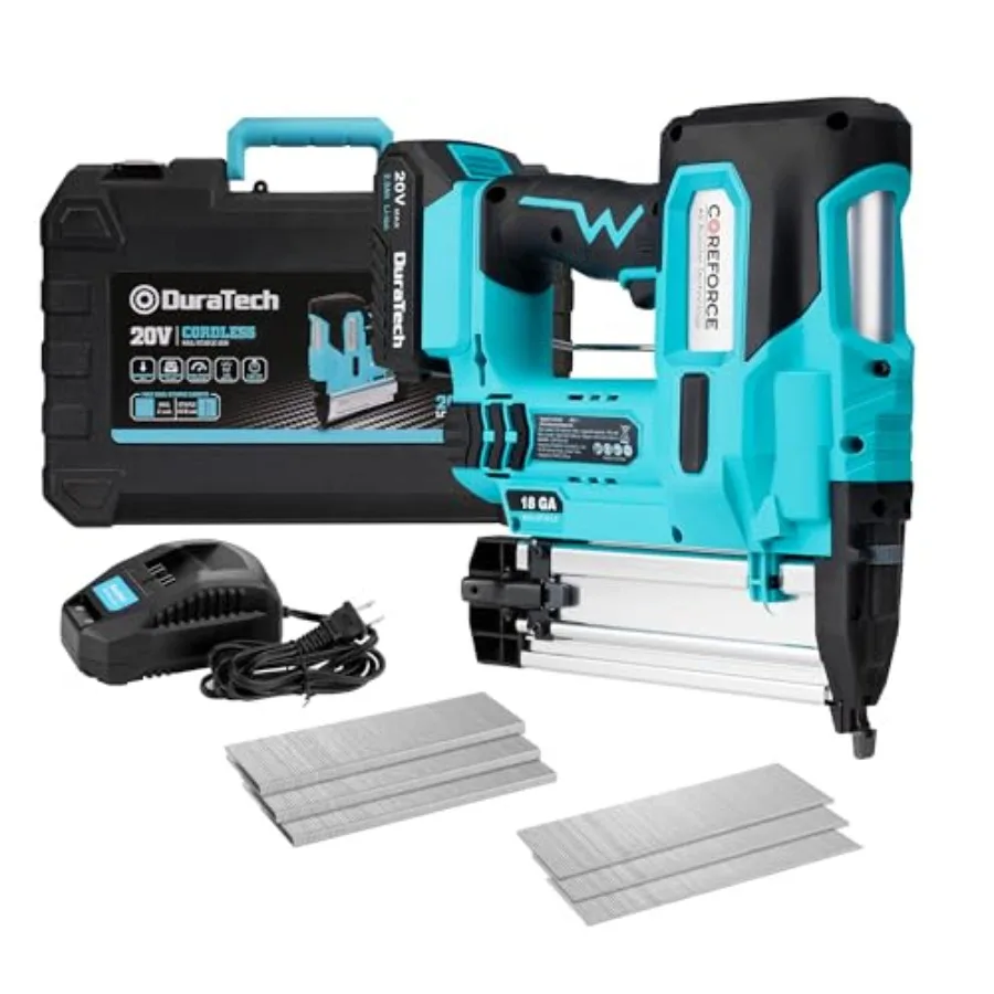 

20V Cordless Brad Nailer 18 Gauge 2-in-1 Nail/Staple Gun for Upholstery Carpentry Including 2.0Ah Rechargeable Battery