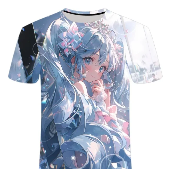 

Футболка унисекс Hatsune Miku Series 2026 с 3D-принтом, повседневная, с круглым вырезом, с коротким рукавом, для подростков