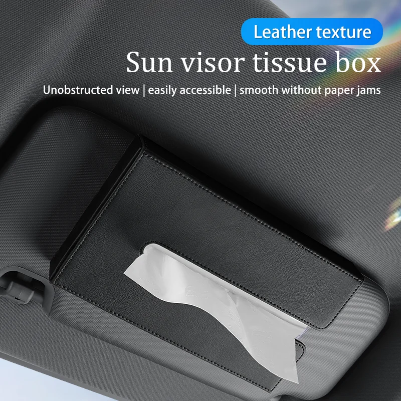 

Car Sunshade Plate Tissue Box Paper Towel Storage Bag Leather Sun Visor Seat Back Hanging Tissue Boxes Universal Auto Interior