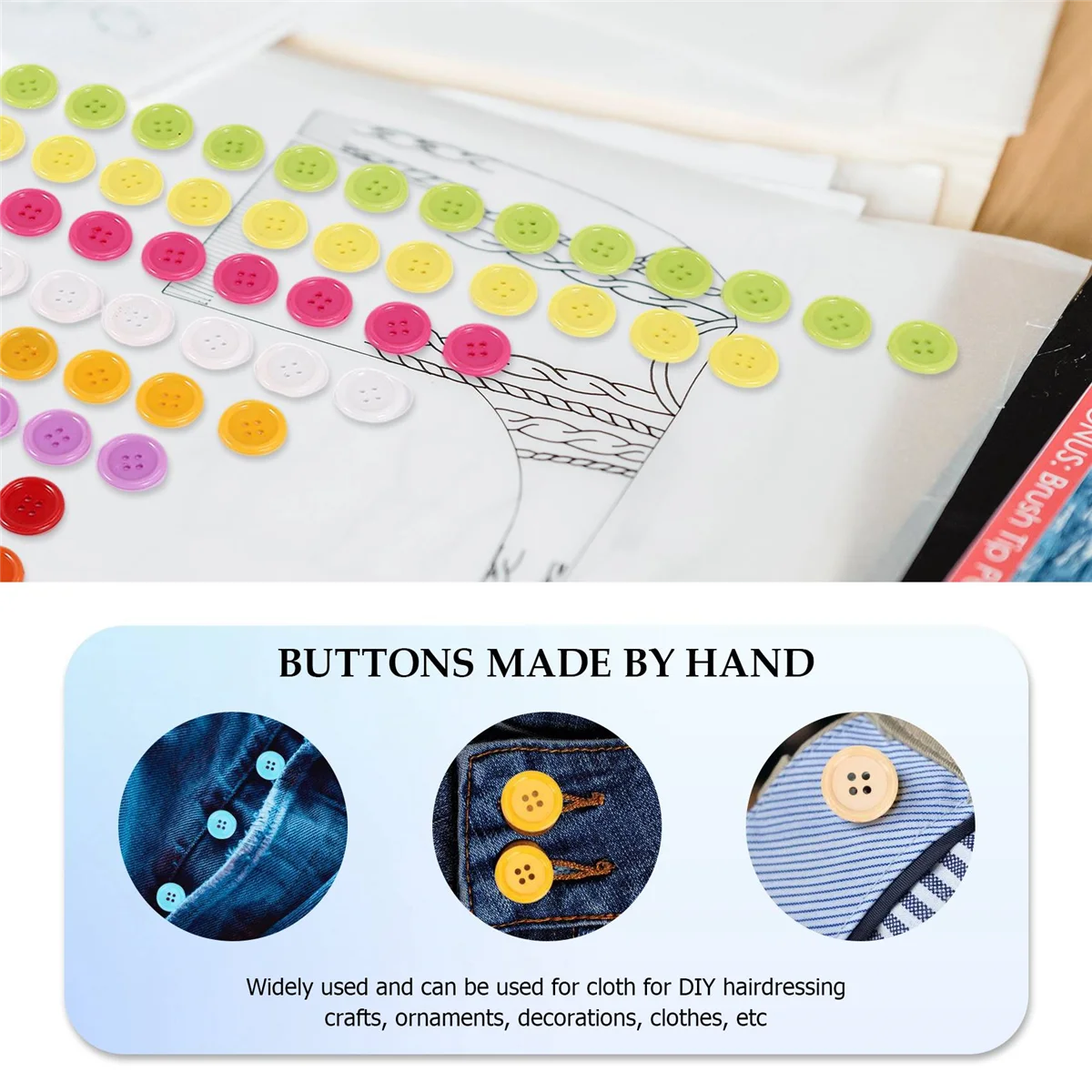 

AD30-DIY random color Set of 100 sewing buttons Craft for kids DIY toys, Plastic, Random Color, 20mm