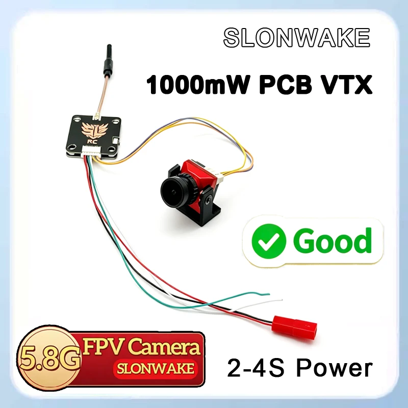 SLONWAKE Fpv 1W VTX adjustable transmitter 56CH +5.8g 1500TVL camera, analog signal , long-distance for UAV remote control car