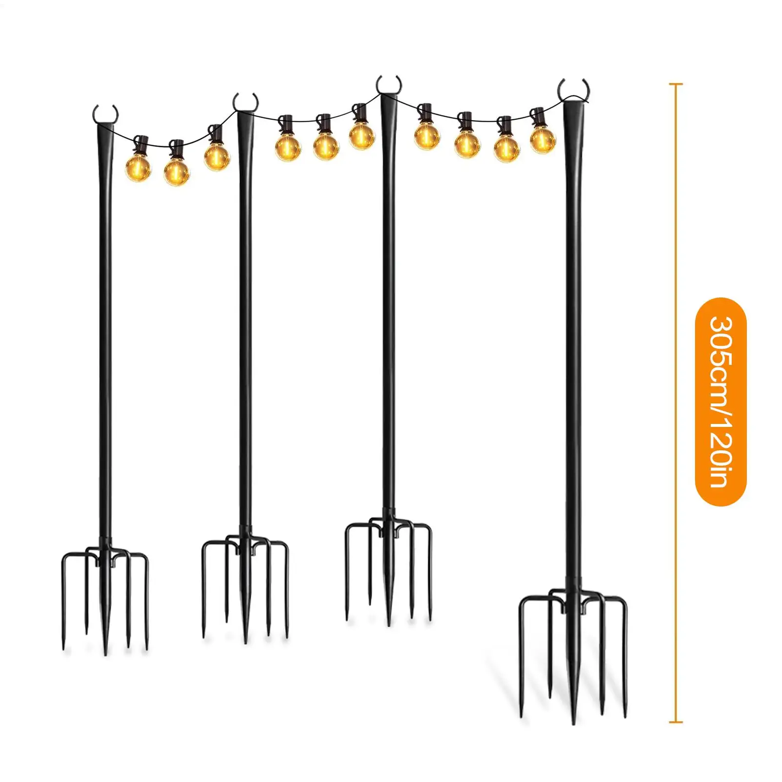 String Light Pole String Support Rod For Garden Heavy Duty Outdoor Light Support Poles For Lawn Deck Garden Terrace Driveway