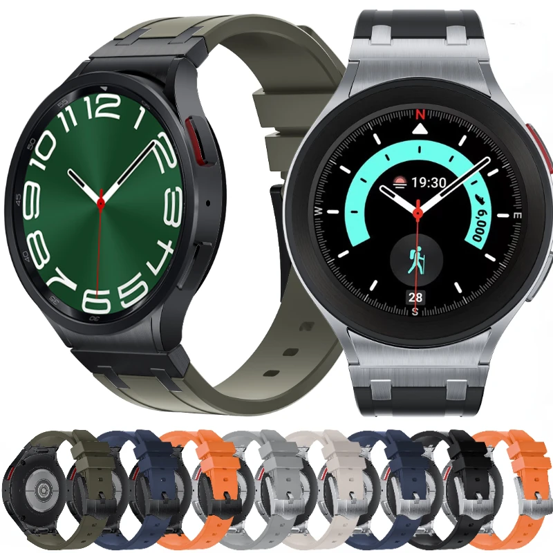 

Liquid Silicone+Metal Strap For Samsung Galaxy Watch 6 4 Classic 47mm Modification Kit Belt Galaxy Watch 7 6 5 4 40mm 44mm Band