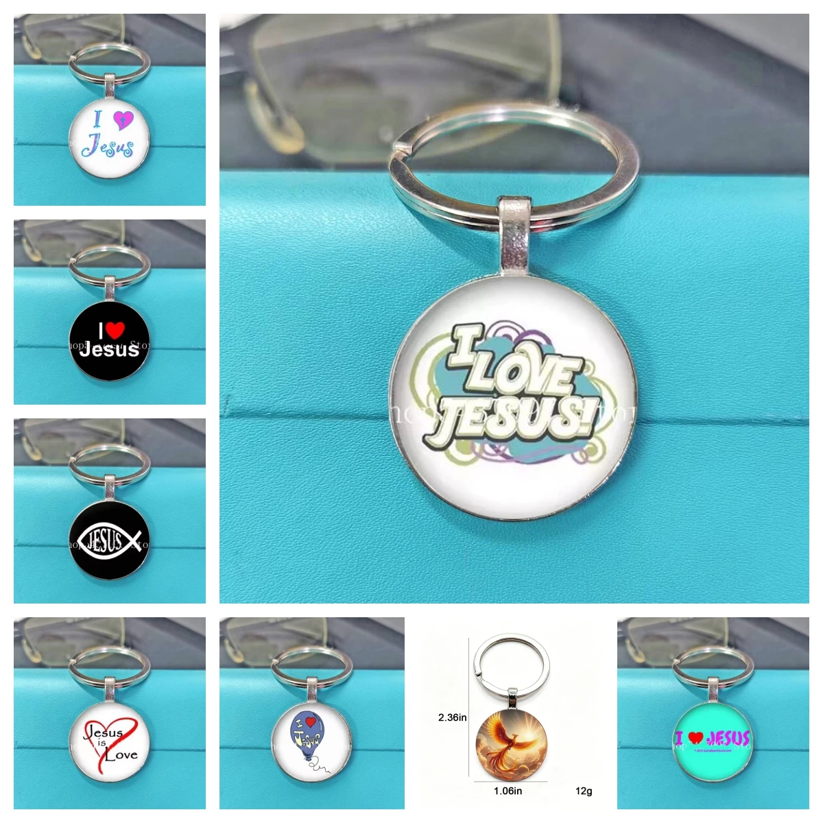 Hot selling accessory keychain alloy practical I love JESUS pattern simple circle buckle