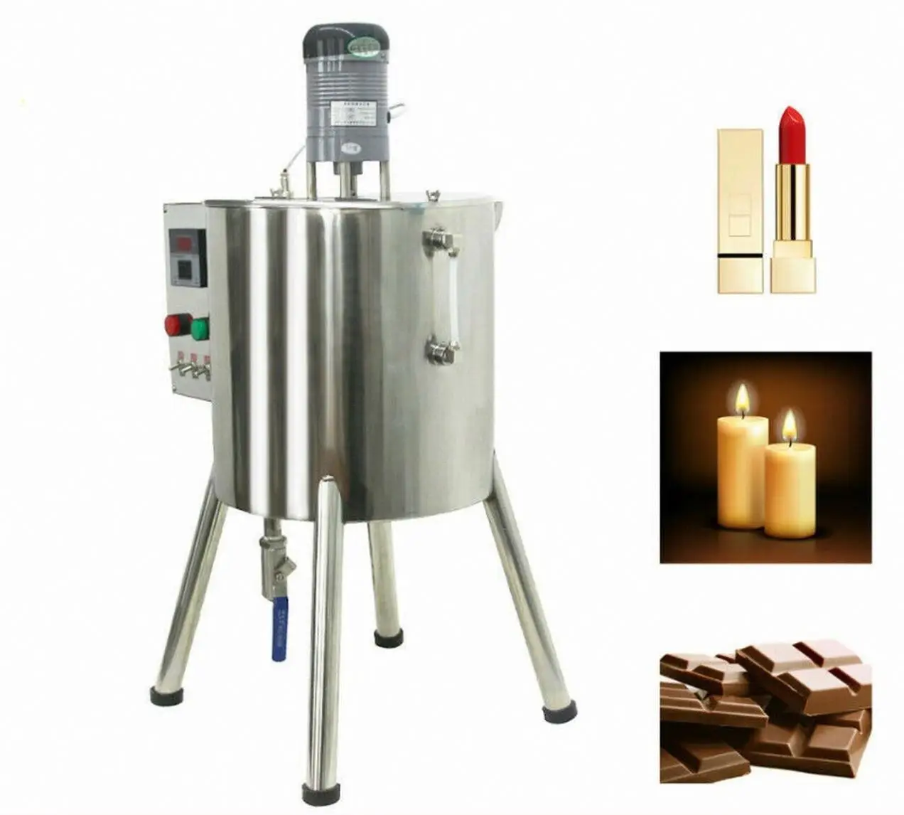 15L 30L Semi Automatic Heating Stirring Liquid Cream Balm Mixing Lipbalm Paste Cans Filling Lipstick Making Machine