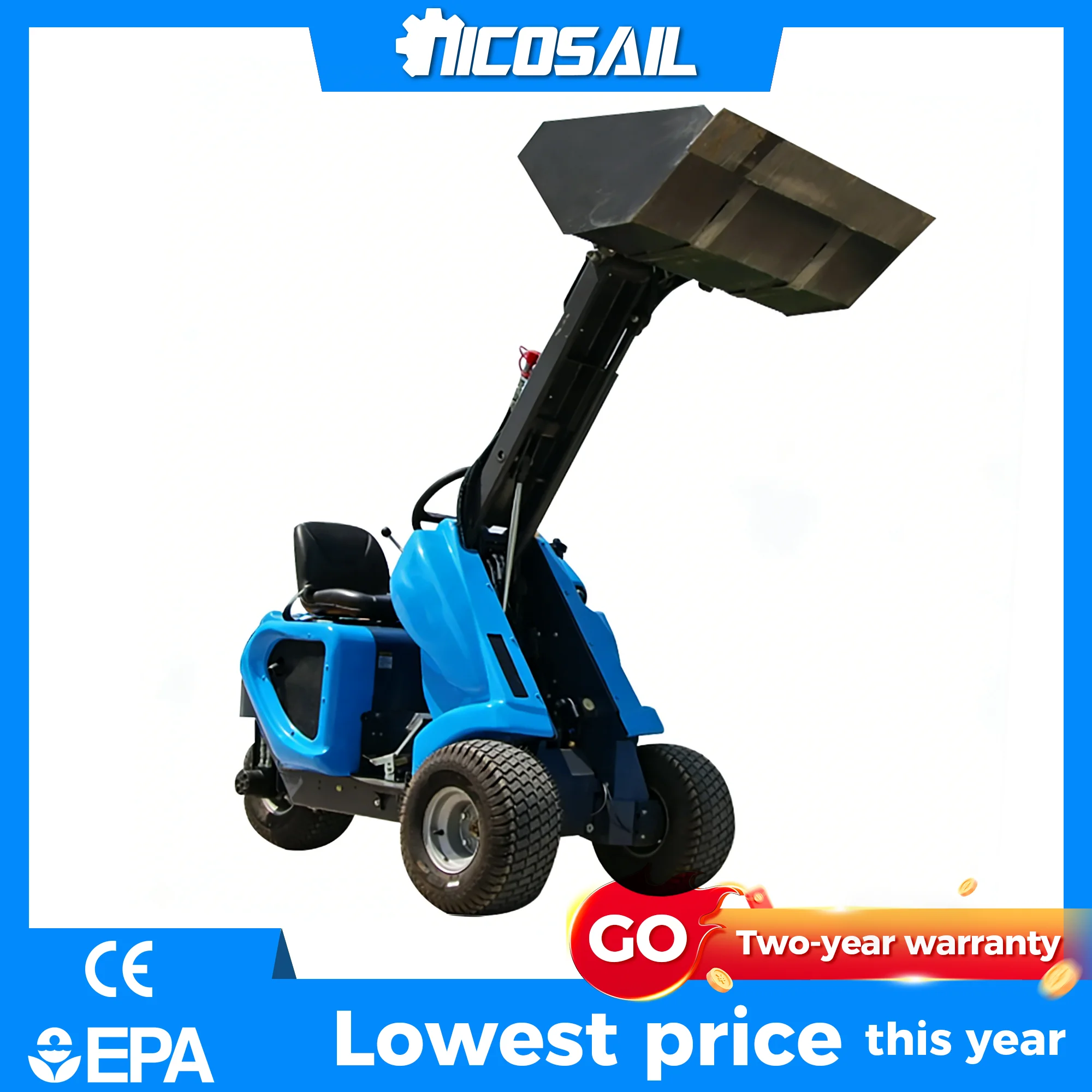 

Трехколесный мини-погрузчик с бортовым поворотом, сертифицированный CE, компактный многофункциональный погрузчик