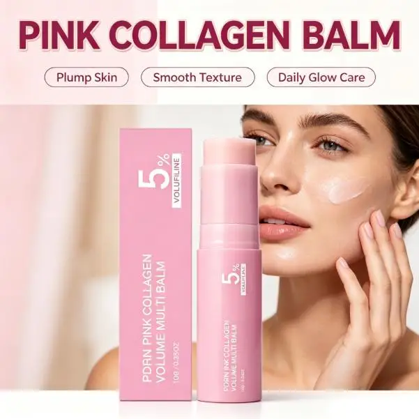 10g PDRN Pink Collagen Volume Multi Balm Stick 5% Deep Hydrating Plump Firming Anti-Aging Smooth Fine Lines Korean Skin Care