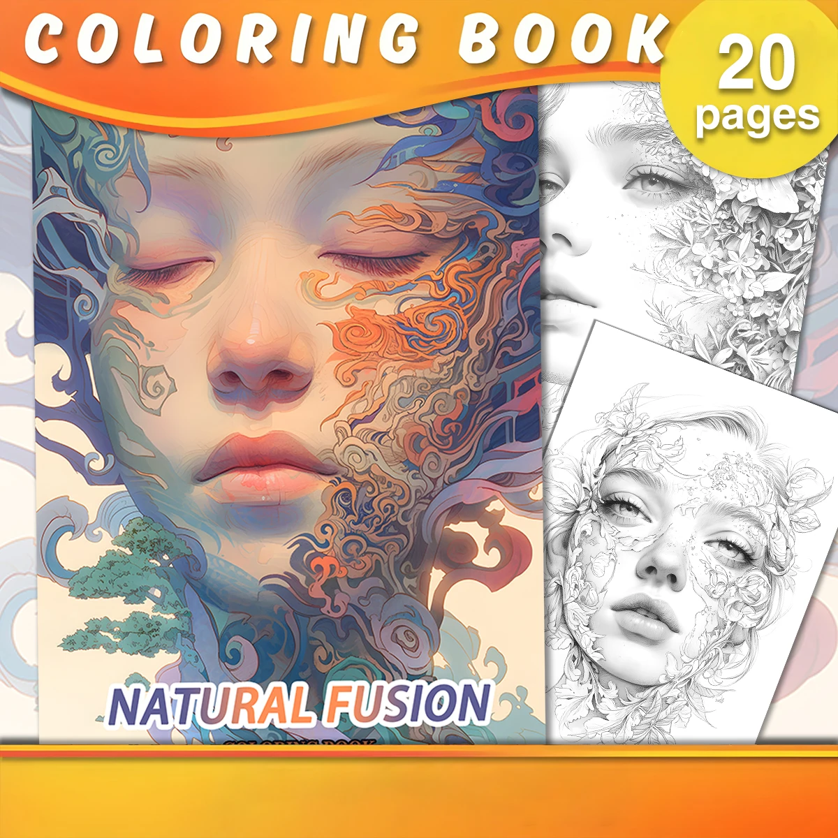 1PC Adult Coloring Book with Animals, Landscape, Flowers, Patterns, Mushroom And Many More For Relaxation Paperback