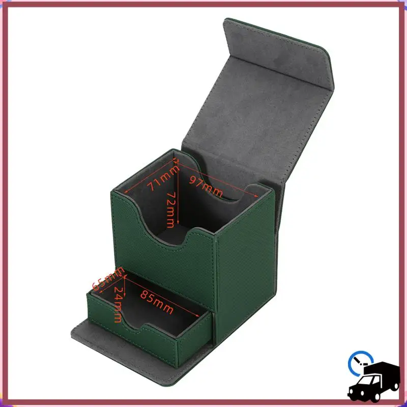 Efficient Card Storage Box With Dice Tray Collectible Card Case For Gathering Game Sleeved Cards Easy Install Easy To Use Black+