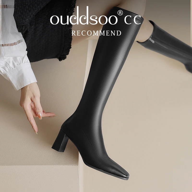 Ods Pointed Toe Women High Boots Fashion Side Zippers Long Booties Ladies Elegant Party High Heel Shoes Winter Women\'s Footwear