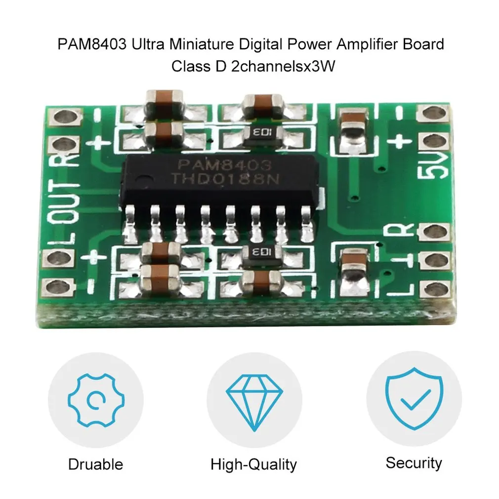 Mini carte amplificateur numérique, 10CS PAM8403 vert 3W classe D numérique 2.5V à 5V carte amplificateur de puissance efficace livraison directe